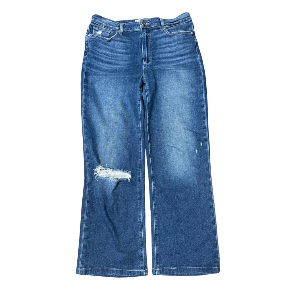 Paige Atley Ankle Flare Women 31 Blue Excellent Distressed High Rise Jeans